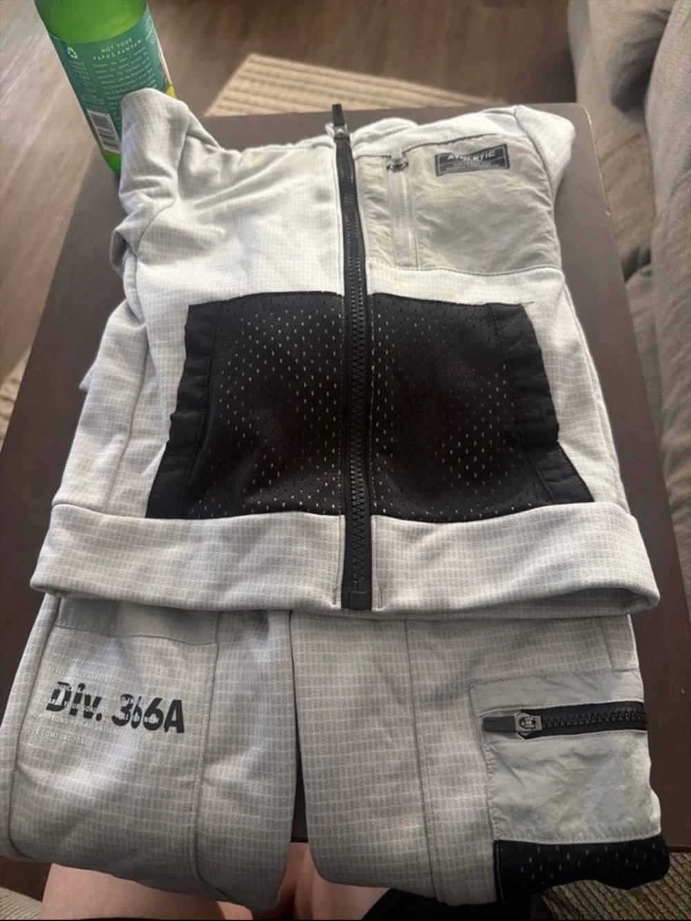 Kids Two-Piece Hooded Tracksuit - Light Gray with Black Accents